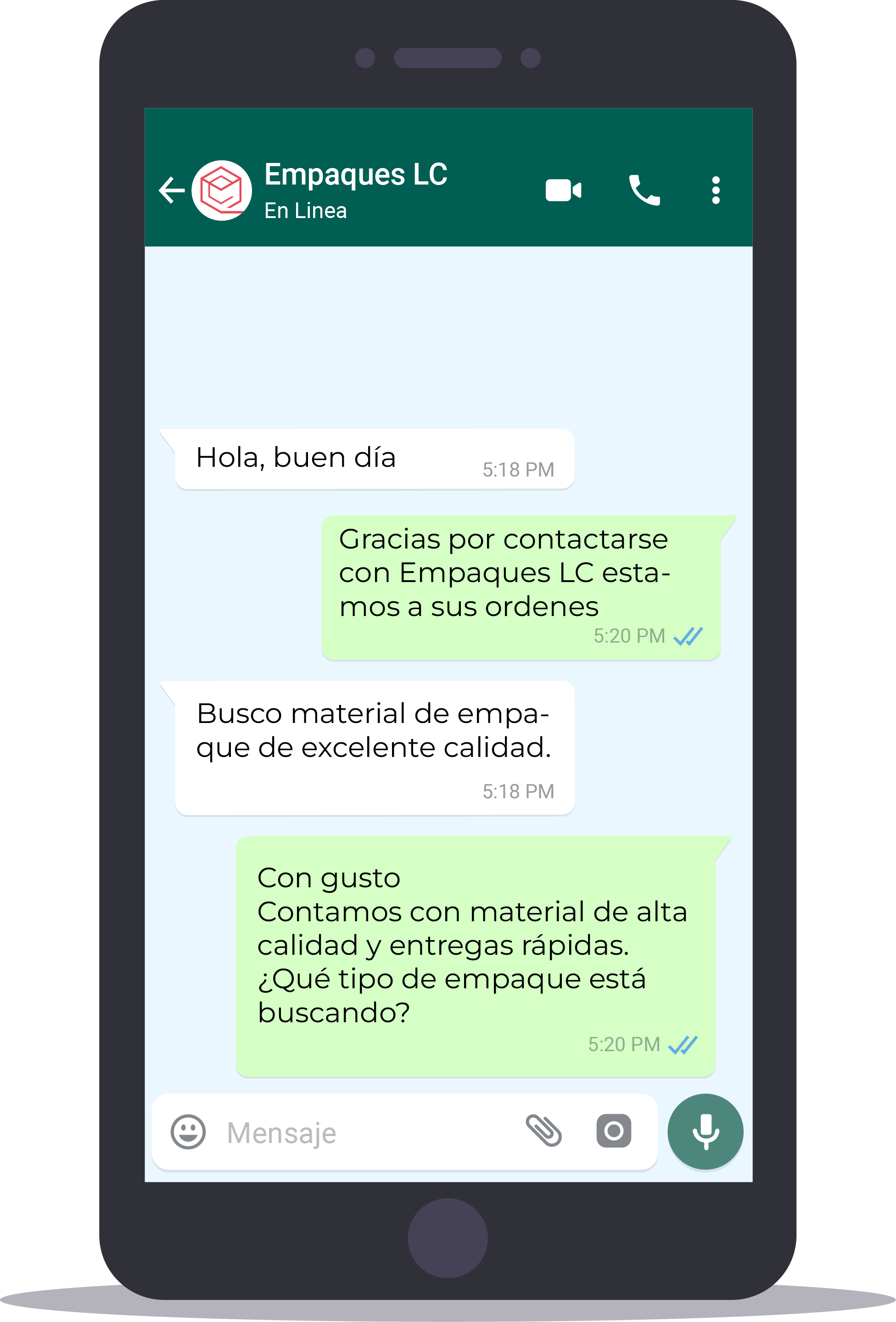 Cotización por WhatsApp Empaques LC